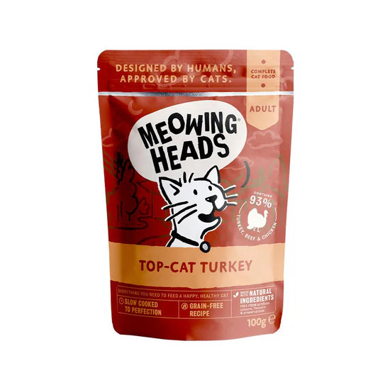 Meowing Heads - 無穀物 貓濕糧 - 火雞肉、雞肉、牛肉 100g