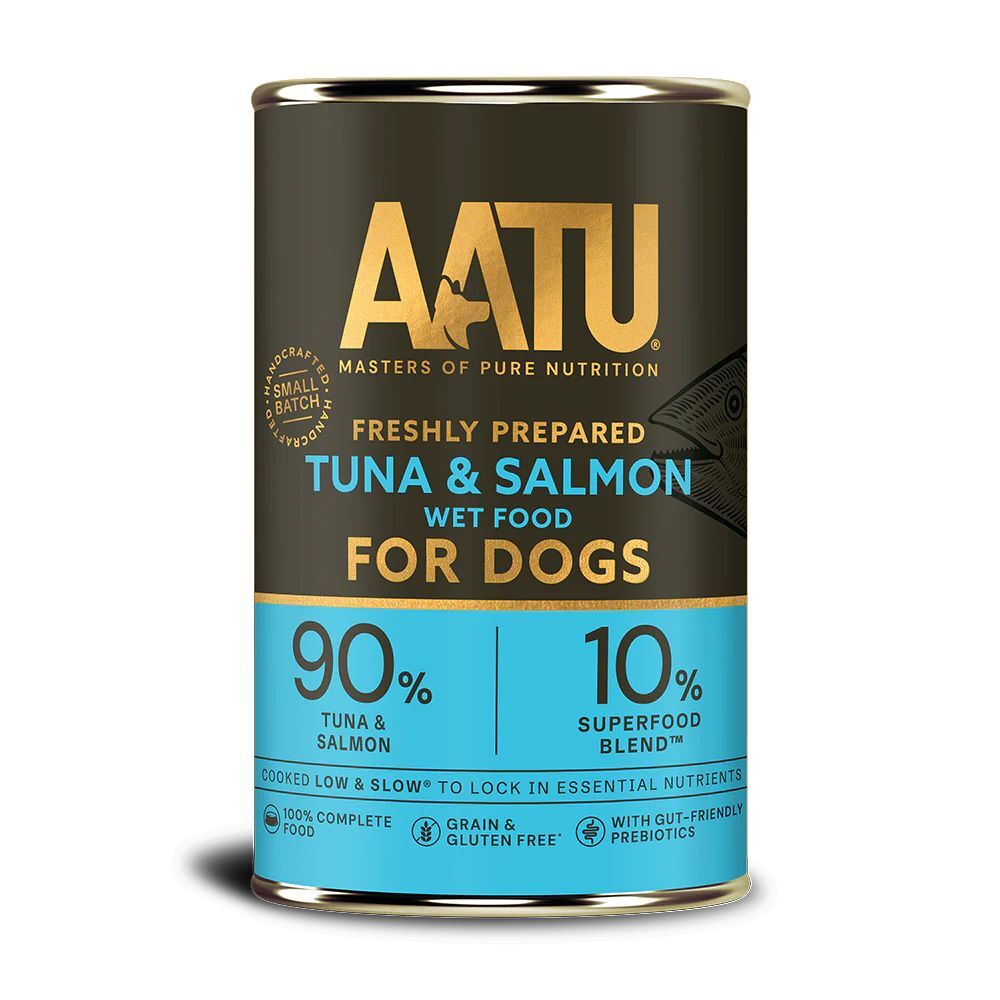 AATU - 吞拿魚及三文魚 無穀物狗罐頭  400g